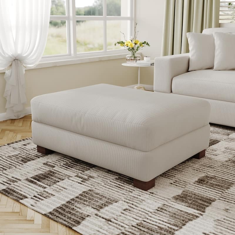 Modern Oversized striped Corduroy Ottoman