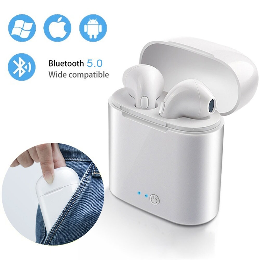 in ear 5 0 wireless earbuds noise reducing 3d stereo sports headphones with charging box bluetooth headset compatible with apple airpods android iphone