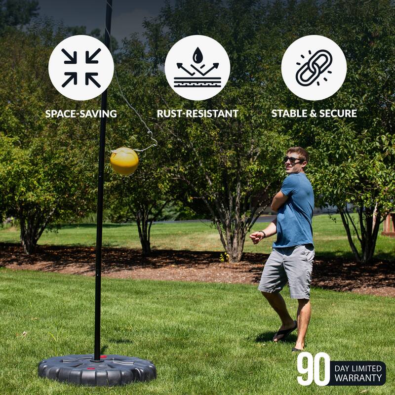 Hathaway Tetherball Set with Fillable Base - Black/Yellow