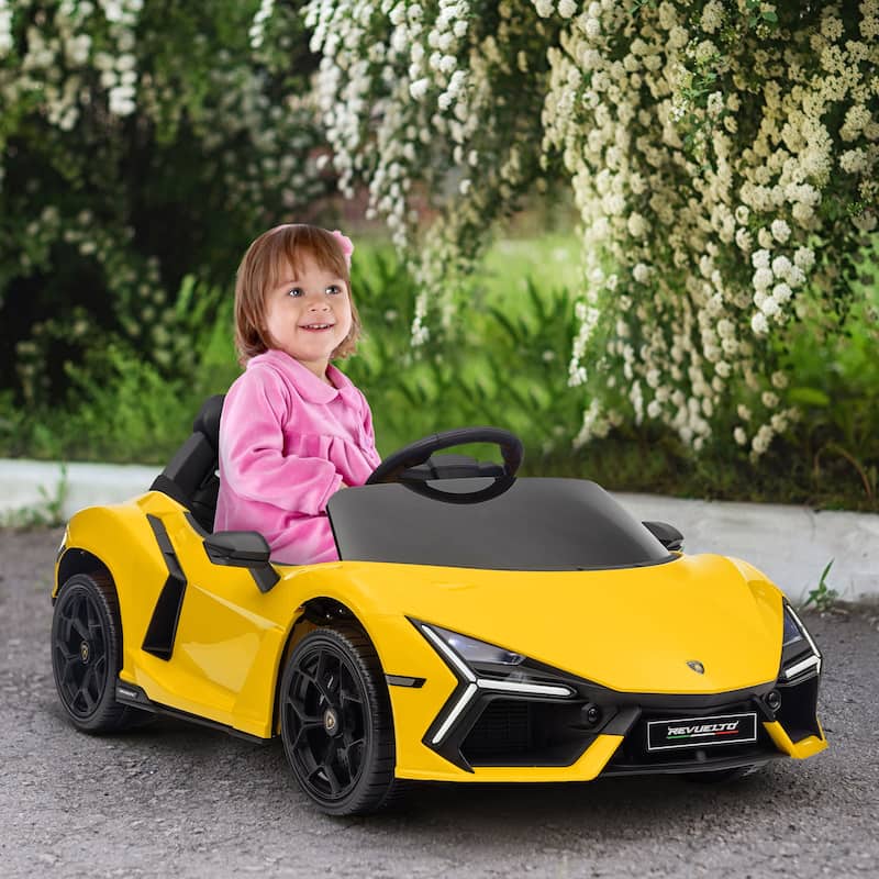 Kids Car Yellow Battery Powered Electric Car with Butterfly Doors, Electric Vehicle with Remote Control - Yellow