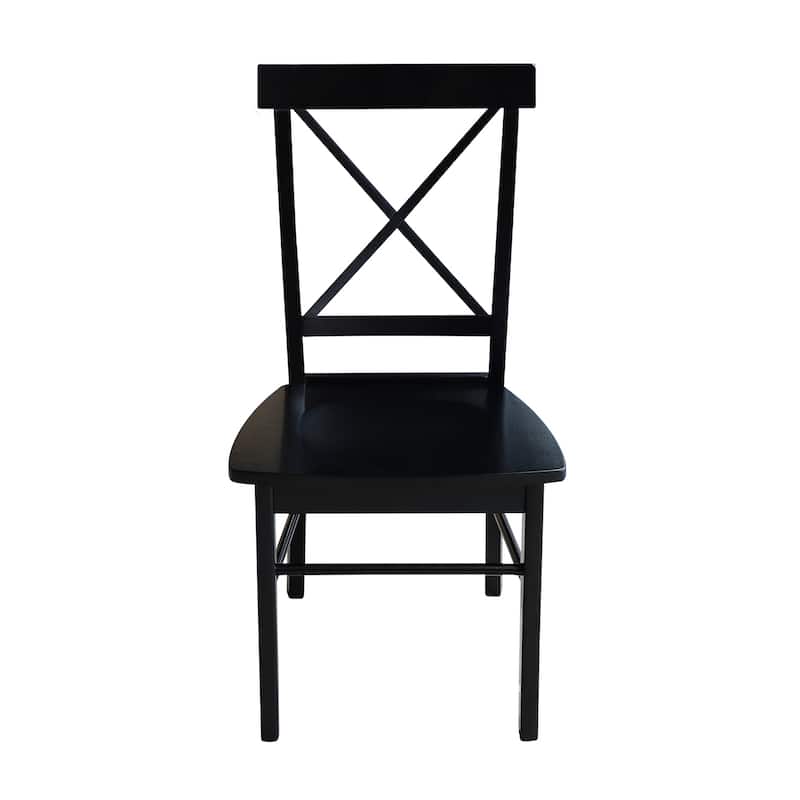 36 inch Dual Drop Leaf Dining Table with Two X-back Chairs in Black - (Set of 3)