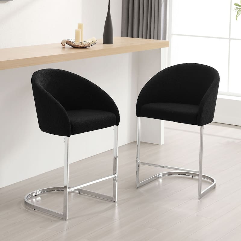 26" Fabric Upholstered Counter Height Bar Stools with Arms - 37" H x 22.4" W x 22" D