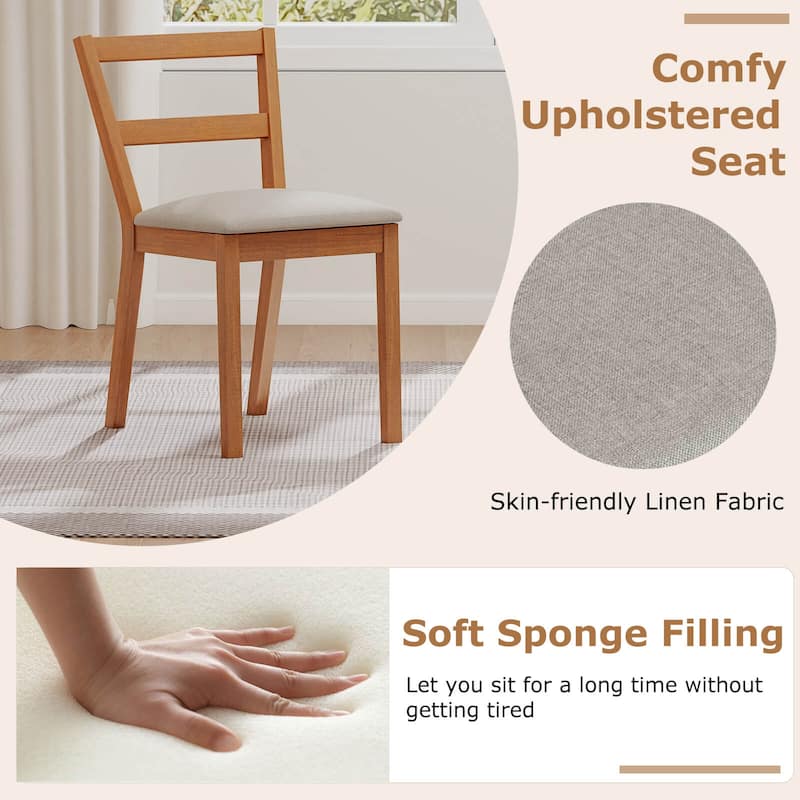 Costway Wooden Dining Chair Set of 2/4 Upholstered Seat & Breathable