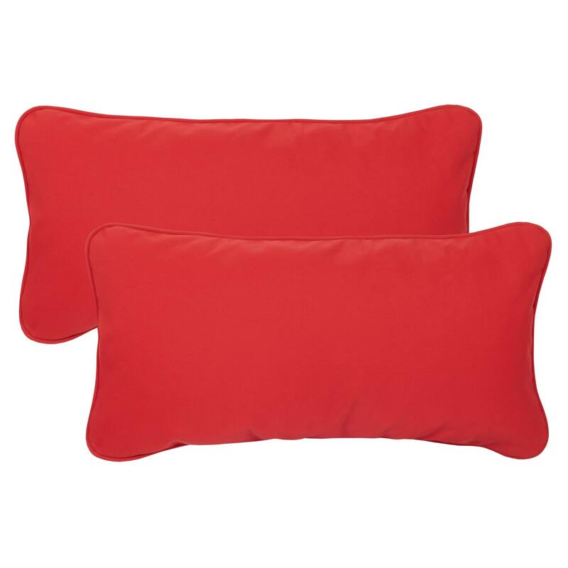 Sorra Home Sunbrella Canvas Jockey Red Corded Indoor/ Outdoor Pillows (Set of 2) - 12 in x 24 in