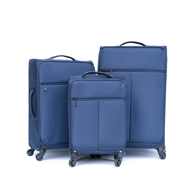 Luggage 3 Piece Set Suitcase Spinner TSA Lock Softshell Lightweight - Blue