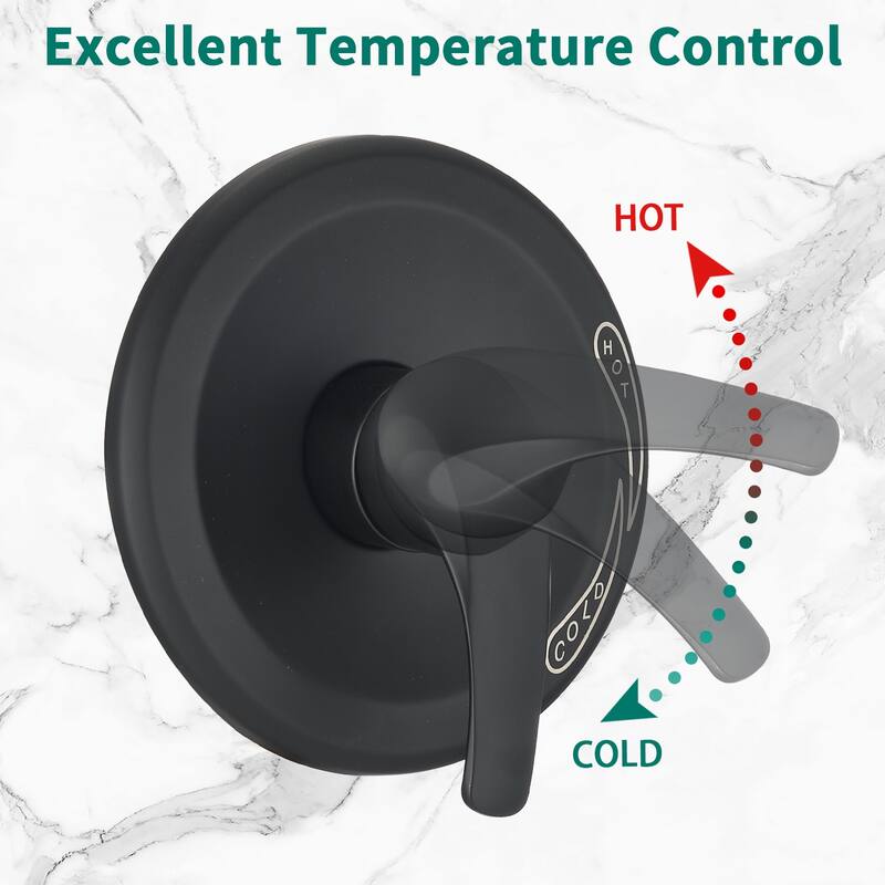 Drill-Free Rain Showerhead 7-Setting Hand, Dual Shower Head Spa System with Tup Spout (Rough-in Valve Included)