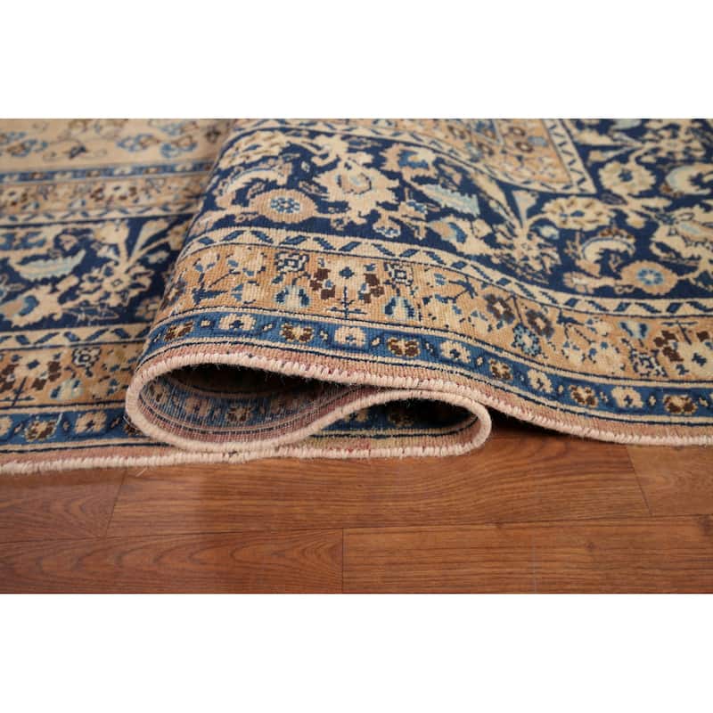Traditional Mashad Vintage Persian Area Rug Hand-Knotted Wool Carpet - 9'6" x 12'6"