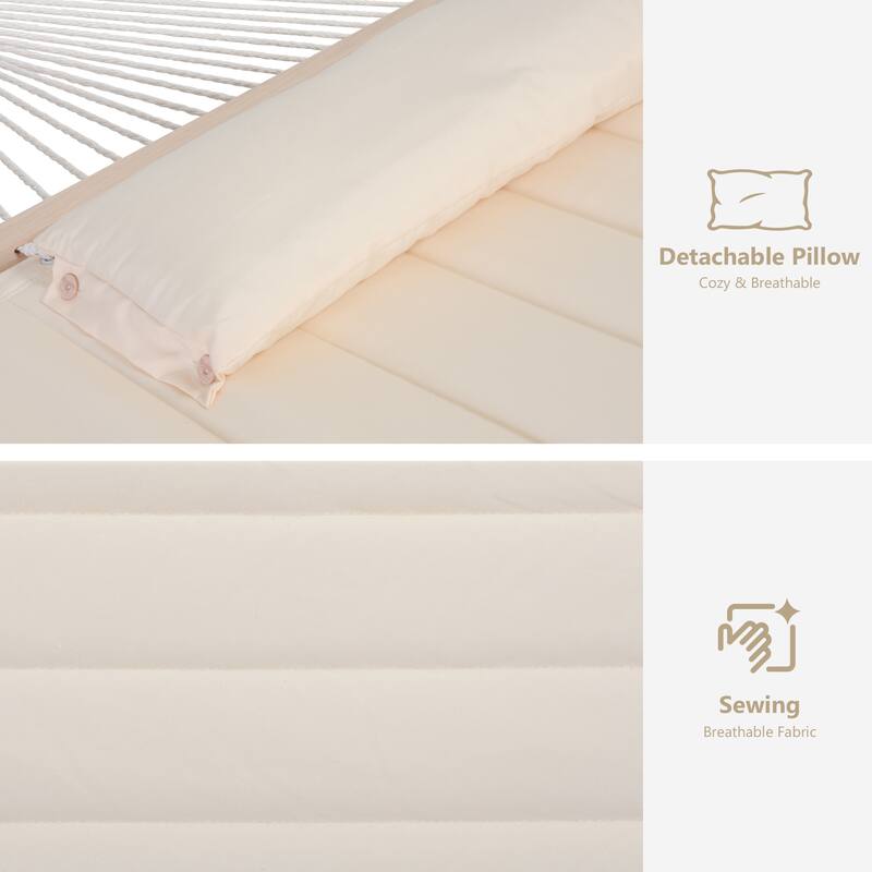 78'' Quilted 2 Person Hammock Beach Swing with Spreader Bars&Pillow - 55.1*122*1