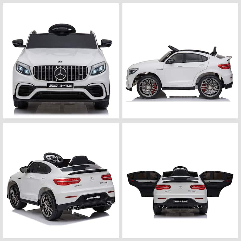 White Ride on Sports Car with Seat Belts, Parent Remote Electric Car for Kids, Electric Vehicle Toy with Steering Wheel