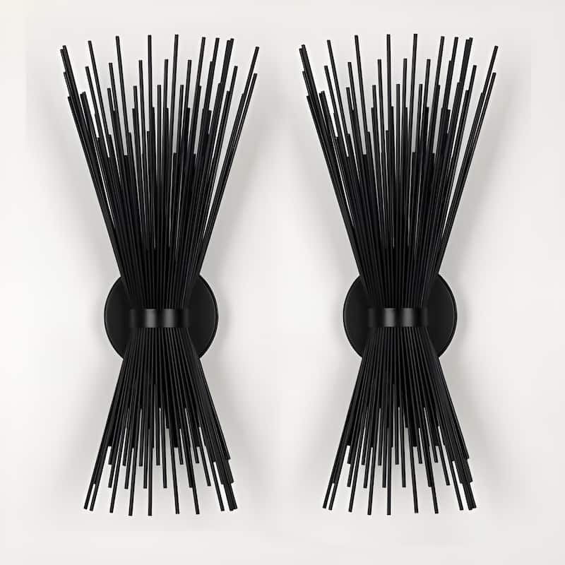 Duo Wall Scones Light Metal Spike Wall Sconce Black Color (Set of 2)
