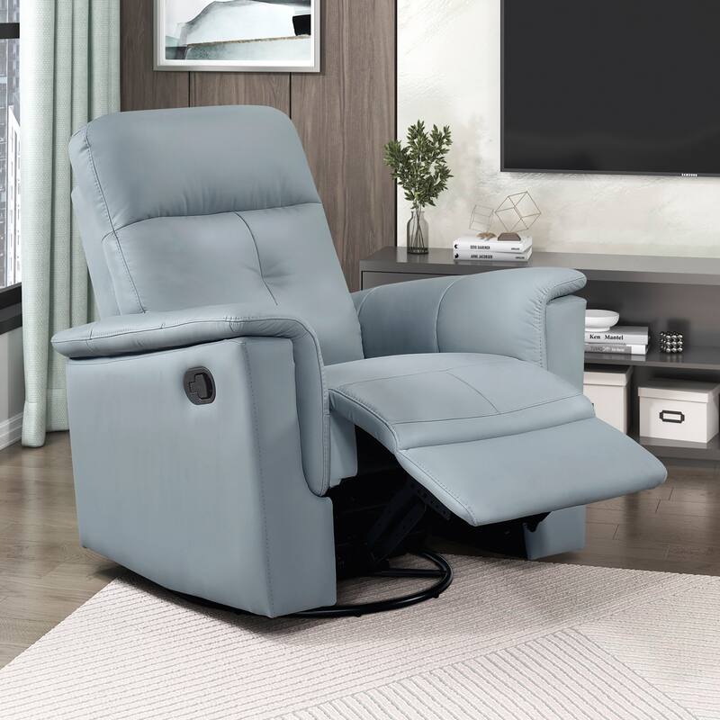 Monte 35.5" Leather Swivel Glider Manual Recliner - 360-Degree Swivel