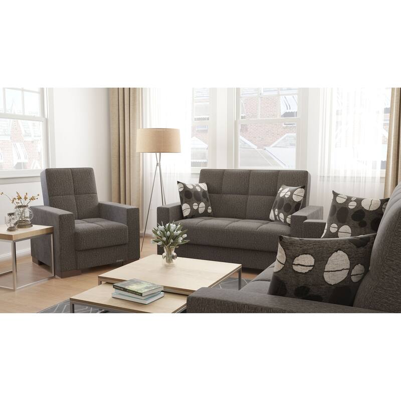 Collection Upholstered Convertible Loveseat With Storage
