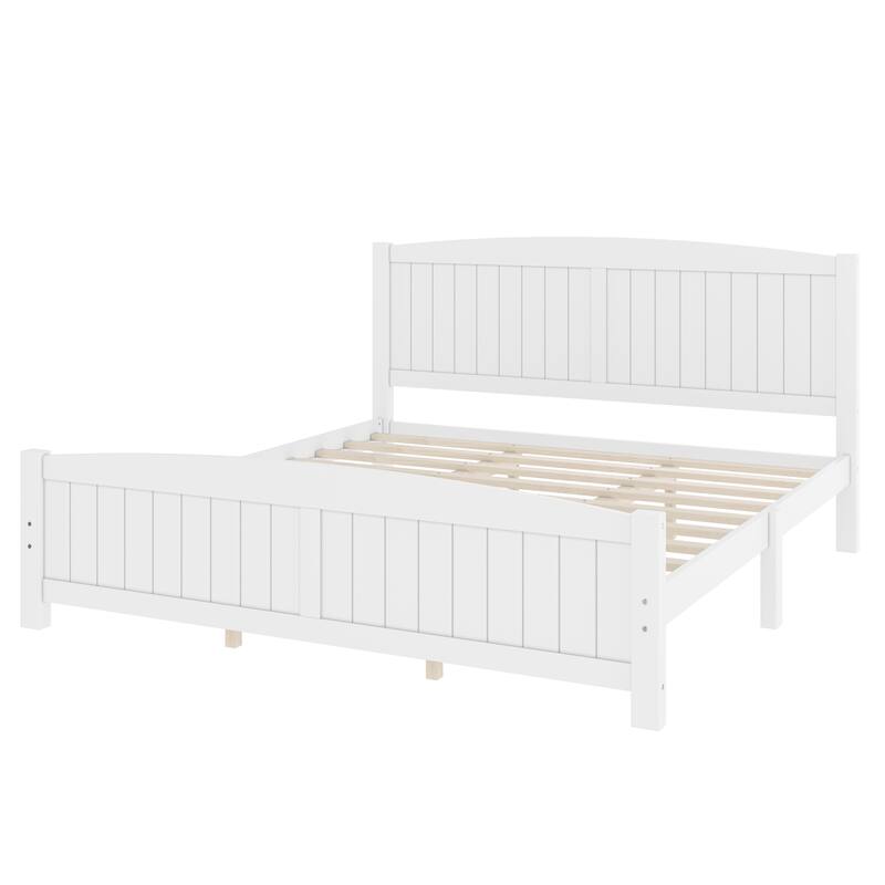 King Size Platform Bed, Solid Wood Platform Bed with Support Slats and Strong Structure, No Box Spring Needed