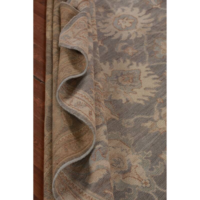 Hand Knotted Oriental 100% Wool Carpet Transitional All-Over Greys & Charcoal Oushak Area Rug - 11' 11'' X 9' 3''