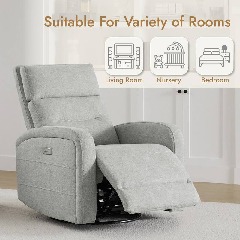 Spruce & Spring Cheryl Power Glider Swivel Rocker Recliner Chair Nursery Recliner