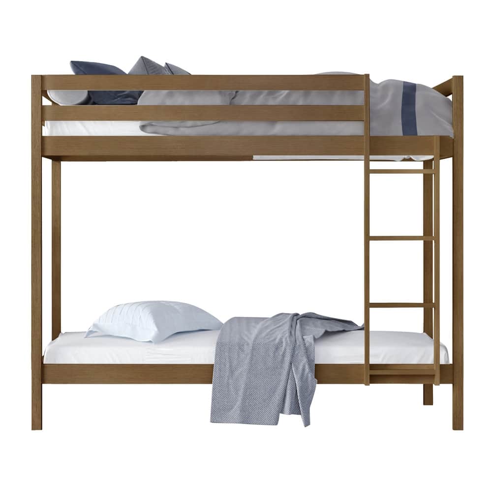 CraftPorch Modern Twin Over Twin Size Wooden Bunk Bed