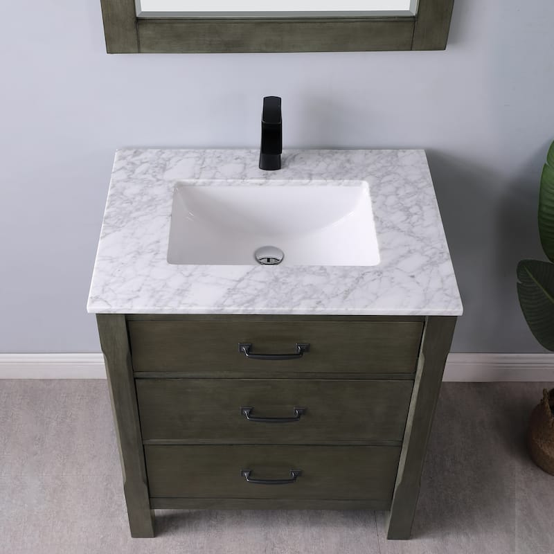Altair Maribella Single Bathroom Vanity Set and Carrara White Countertop without Mirror