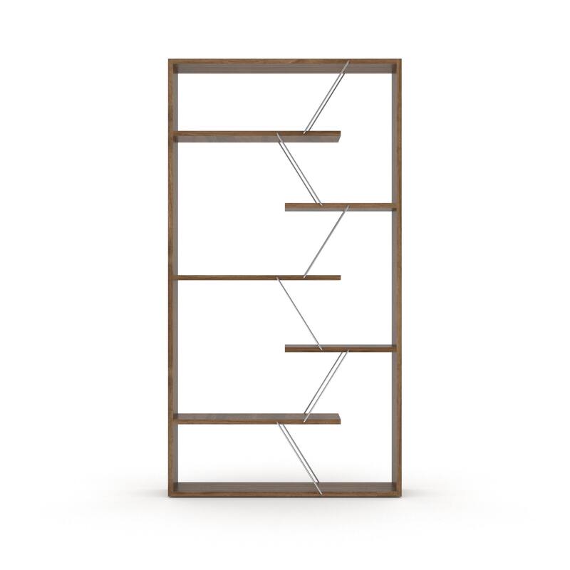 Furnish Home Store Wood Frame Etagere Open Back 6 Shelves Bookcase Industrial Bookshelf