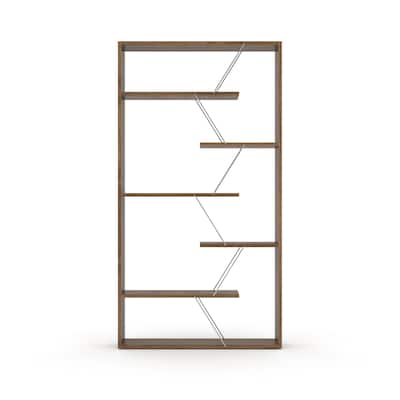 Furnish Home Store Wood Frame Etagere Open Back 6 Shelves Bookcase Industrial Bookshelf