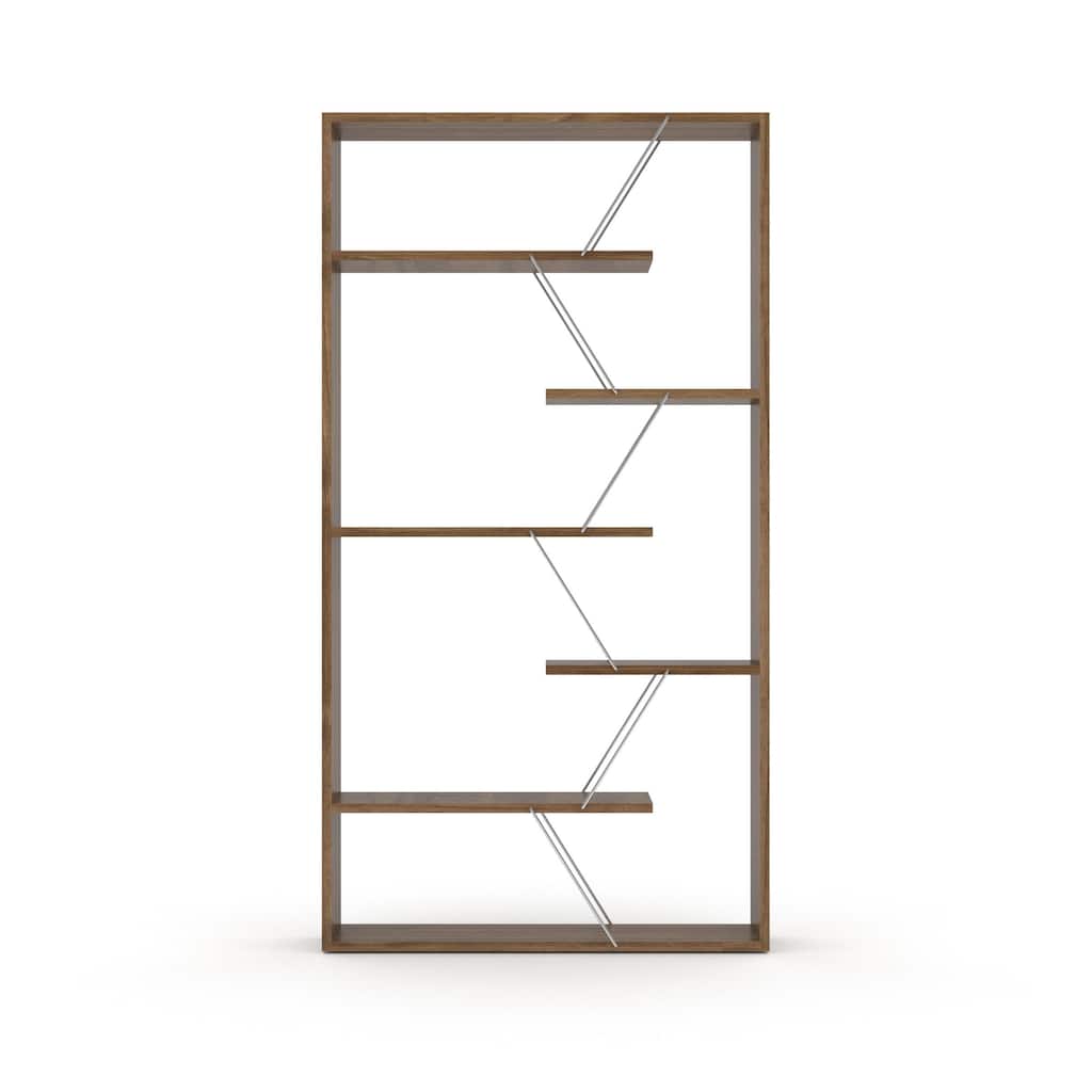 Furnish Home Store Wood Frame Etagere Open Back 6 Shelves Bookcase Industrial Bookshelf