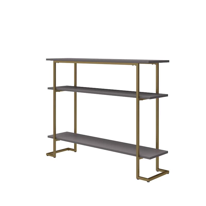 Avenue Greene Jade Console Sofa Table with 3 Open Shelves and Metal Frame
