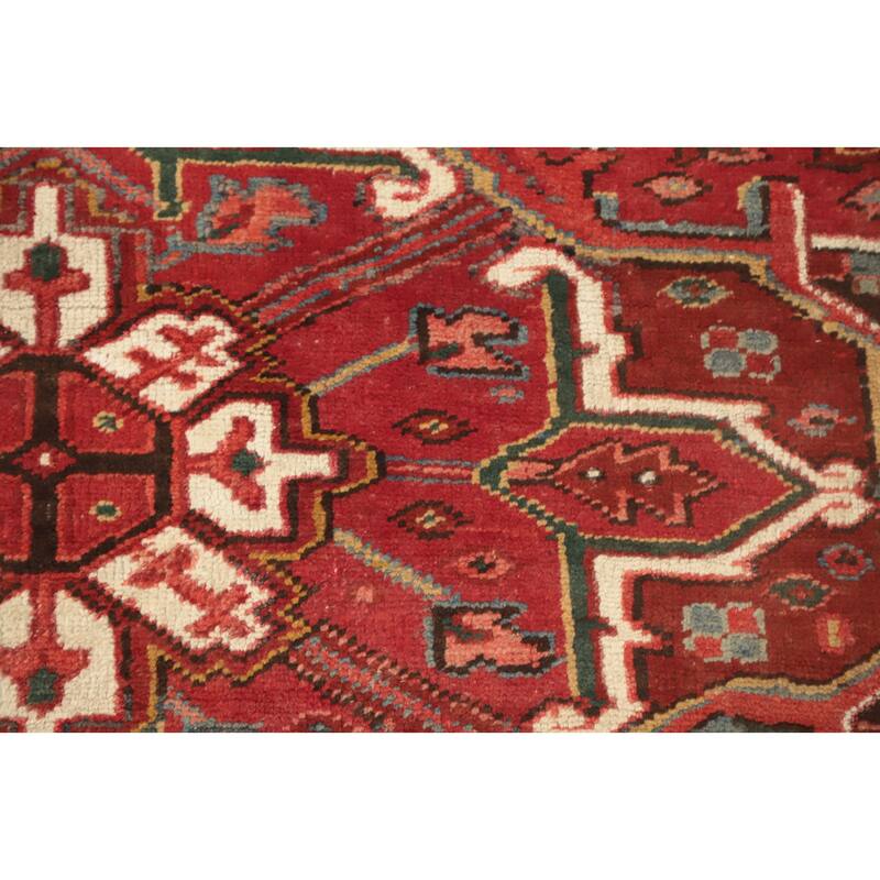 Hand Knotted Oriental 100% Wool Carpet Traditional Medallion Red Heriz Area Rug - 11' 5'' X 8' 7''