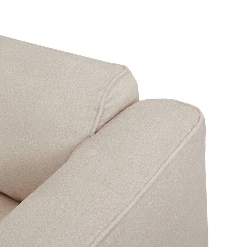 Double-Needle Cut Velvet Sofa, Upholstered Sofa with 1 Detachable Footstool & 3 Throw Pillows, Comfy 4-Seater Corner Sofa