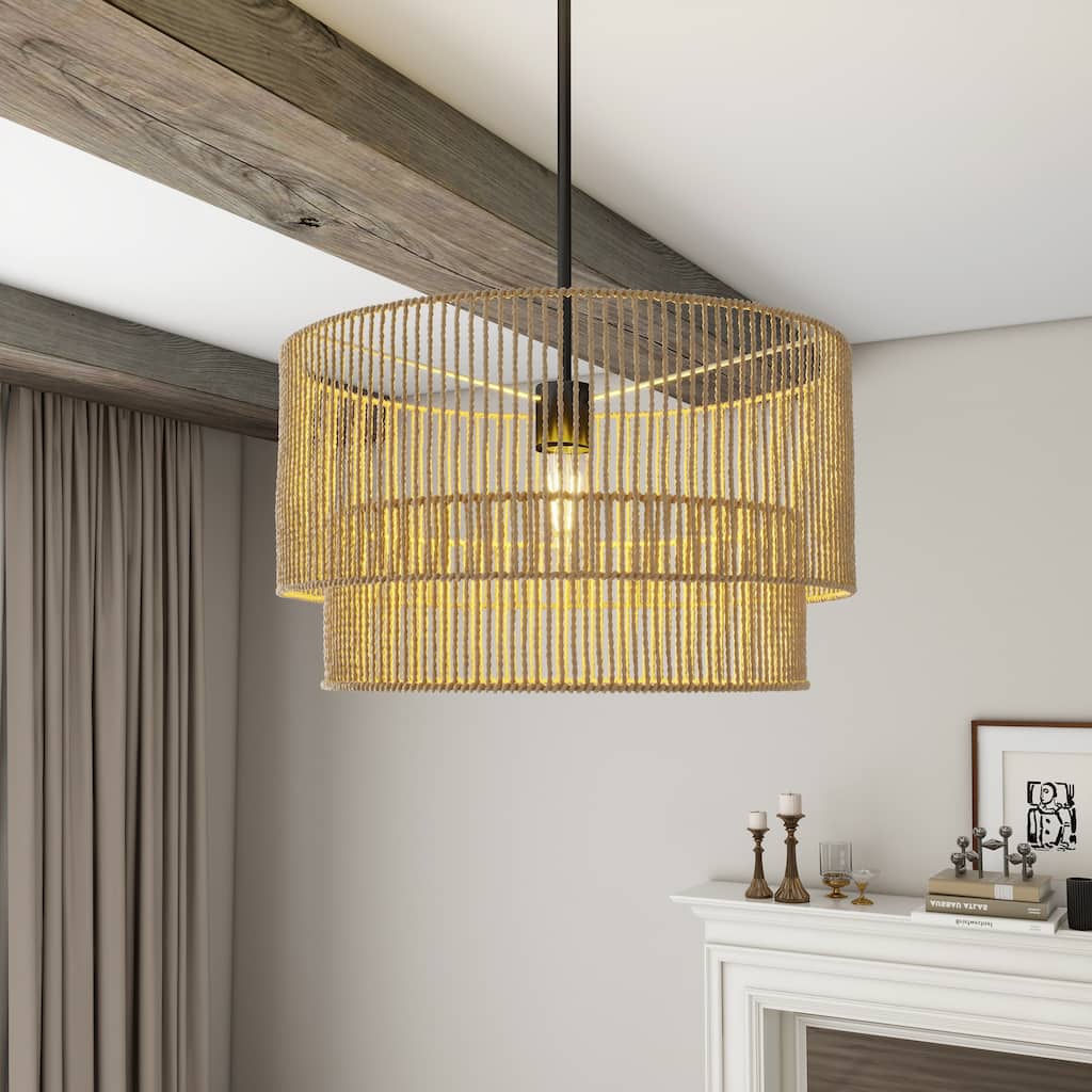 Boho Handwoven Rattan Pendant Light Modern Chandelier