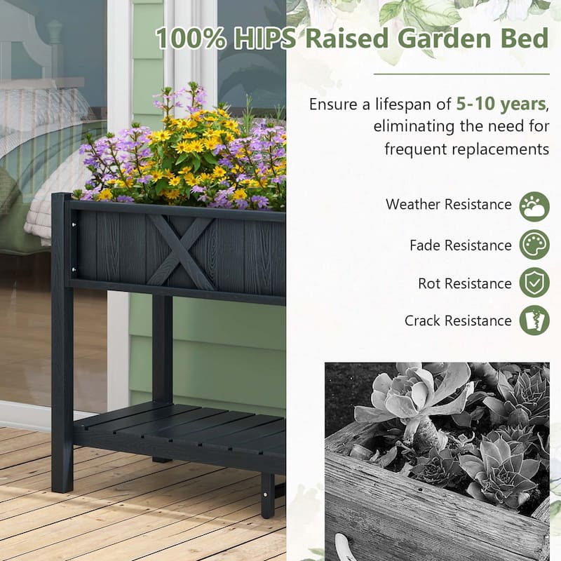 Costway HIPS Raised Garden Bed Poly Wood Elevated Planter Box with - See Details
