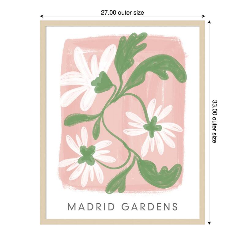 Madrid Gardens by Lucille Price Wood Framed Wall Art Print - 27 x 33 in - Brown