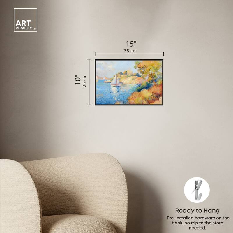 Art Remedy Sail Off In The Morning Framed Impressionism 1 Piece Canvas Wall Art /Monet And Van Gogh Inspired Art