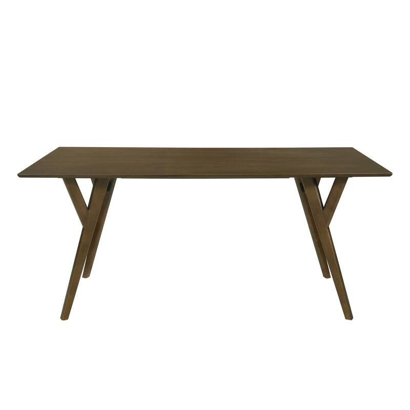 Roundhill Furniture Lavin Contemporary Walnut Finish Dining Table with Solid Wood Base