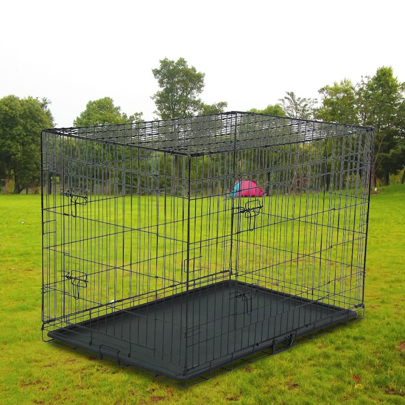 24" to 48" Pet Kennel Cat Dog Folding Steel Crate Animal Playpen Wire Metal