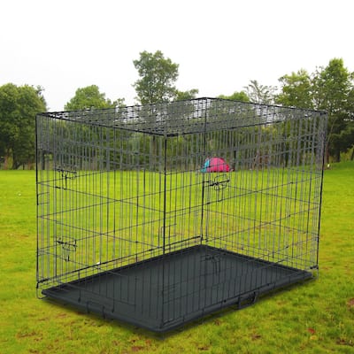24" to 48" Pet Kennel Cat Dog Folding Steel Crate Animal Playpen Wire Metal