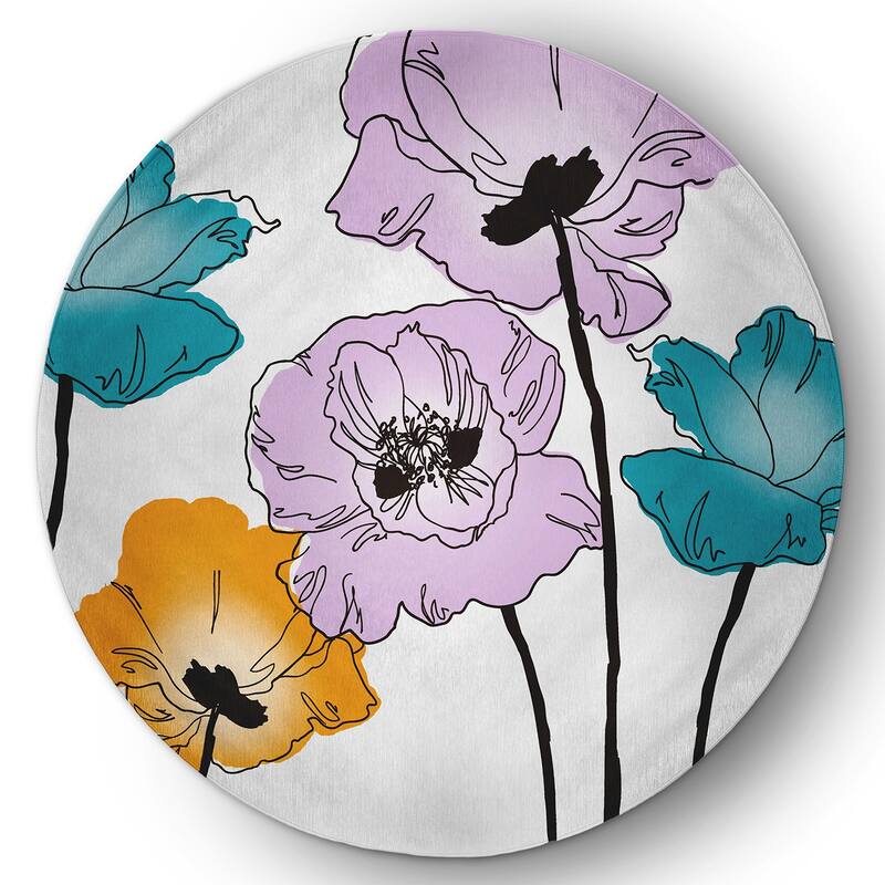Popping Poppies Spring Chenille Rug