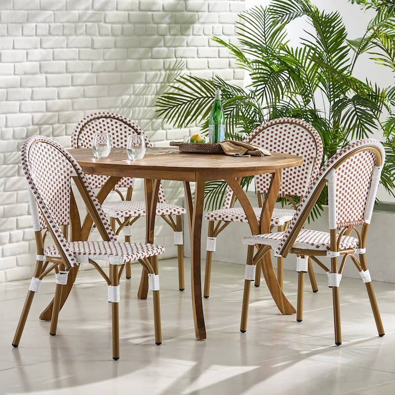 Elize Outdoor French Cafe Chairs (Set of 4) by Christopher Knight Home