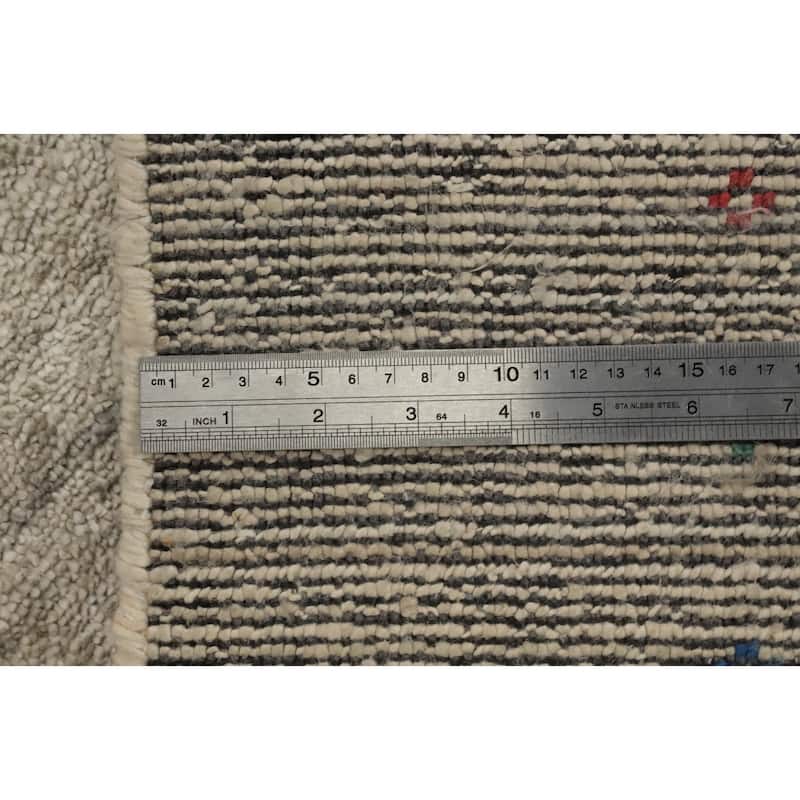 Hand Knotted Oriental Viscose Silk Carpet Tribal Animal Pictorial Beige & Ivories Gabbeh Area Rug - 11' 10'' X 11' 9''