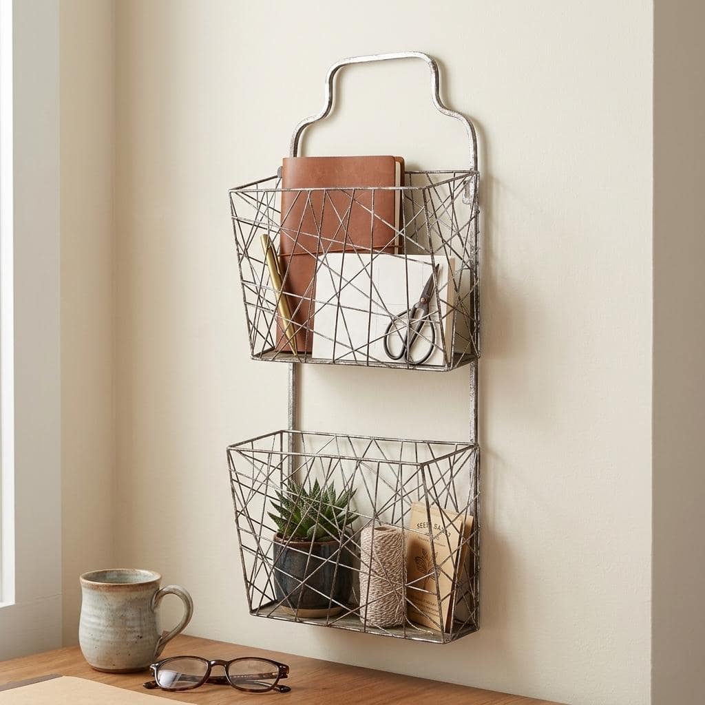 Silver Metal Wall Hanging Metal Organizer