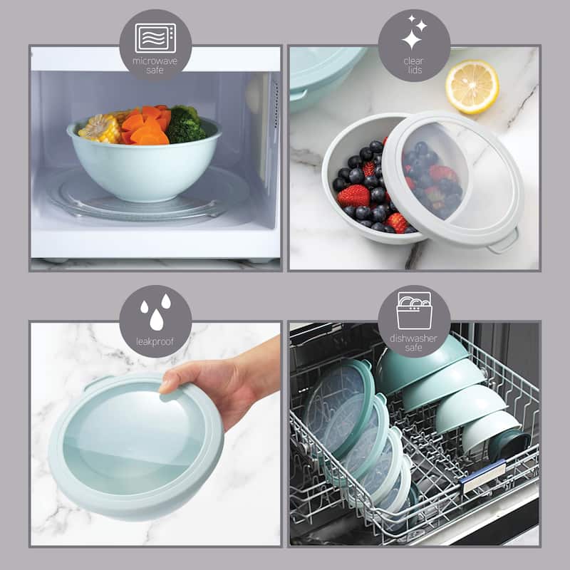COOK WITH COLOR - 12 Piece Plastic Nesting Bowls - 6 Prep Bowls and 6 Lids, Microwave Safe