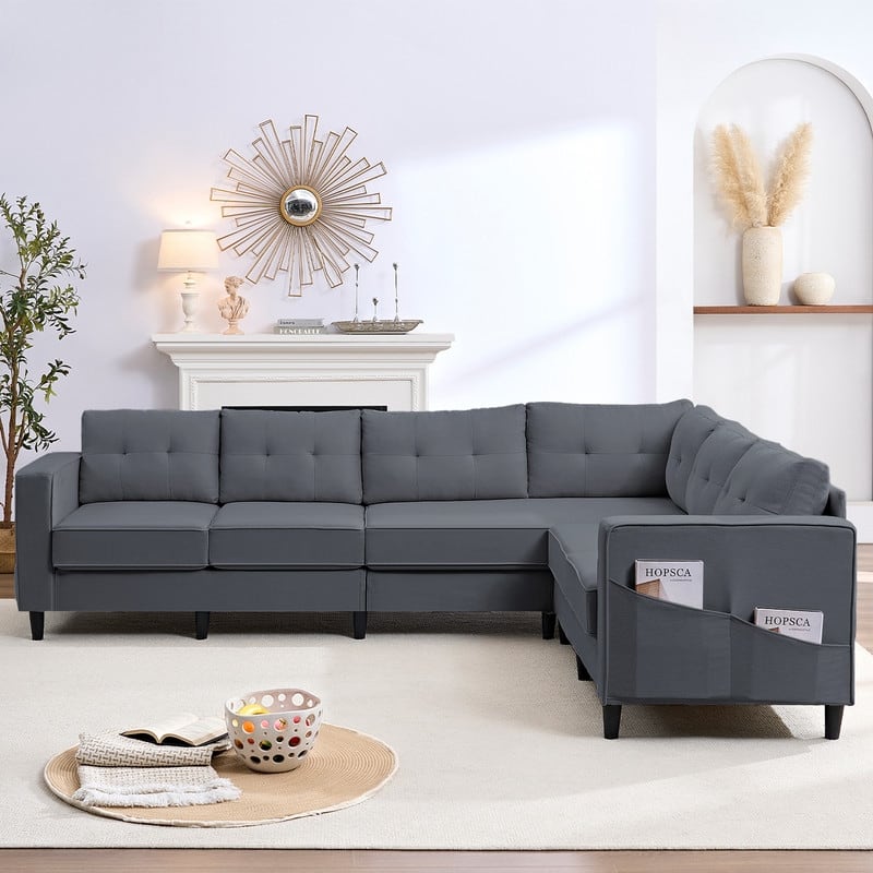 Mixoy 108"Snowflake Velvet Oversized Modular Sectional Sofa,L-Shaped Sectional Sofas with Side Pocket,Large 6 Seater Corner Sofa
