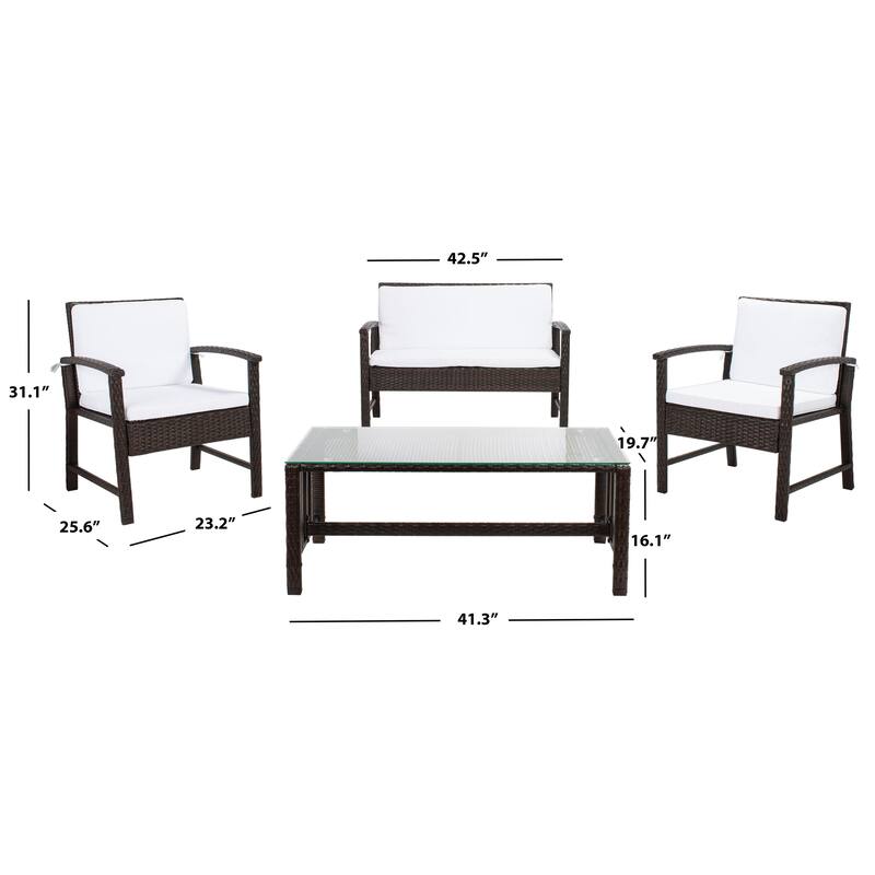 SAFAVIEH Outdoor Diya 4-Piece Patio Set - 43W x 31D x 26H