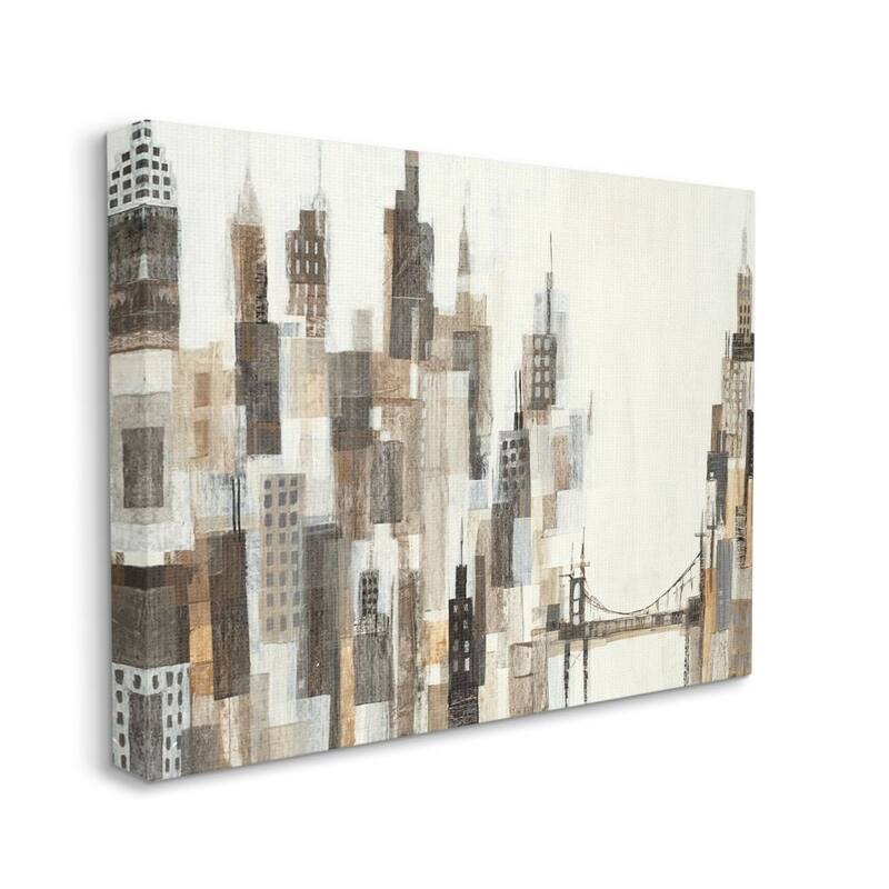 Stupell Cityscape Abstract Squares Neutral Painting Canvas Wall Art