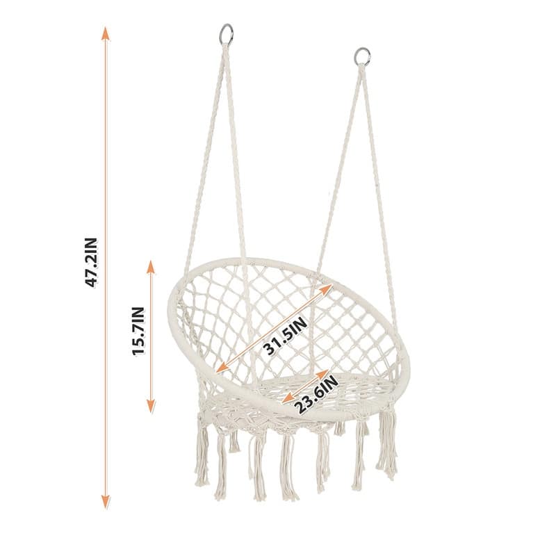 Max 330 Lbs Hanging Cotton Rope Hammock Swing Chair Indoor Outdoor