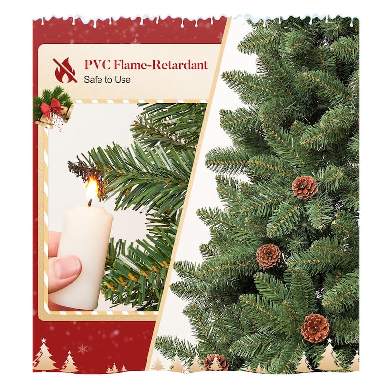 5ft/6ft/7ft Artificial Christmas Tree with Flame-retardant PVC and Metal Base