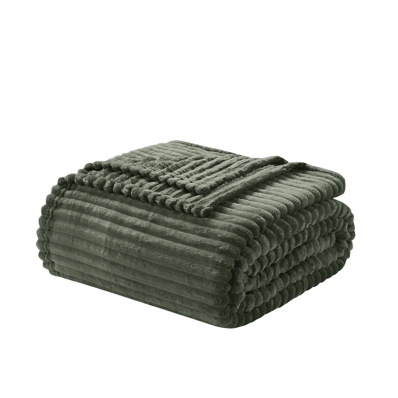 Nestl Cut Plush Fleece Throw Blanket - Lightweight Super Soft Fuzzy Luxury Bed Blanket for Bed - Twin (66"x90") - Olive Green