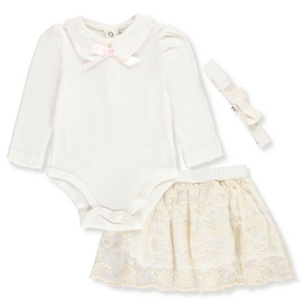 Shop Harry Violet Baby Girls Ivory Bodysuit Skirt Bow Headband 3