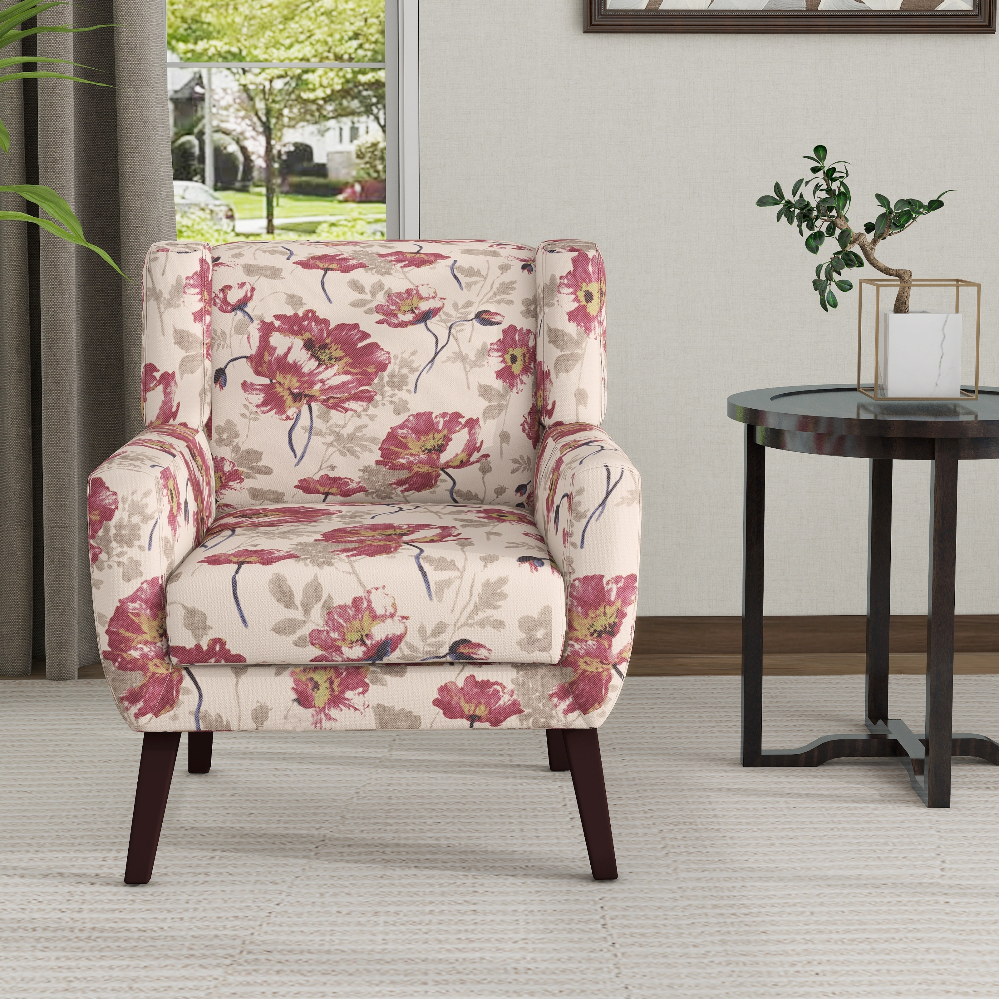 Modern Cotton Linen Upholstered Accent Chair for Living Room-image