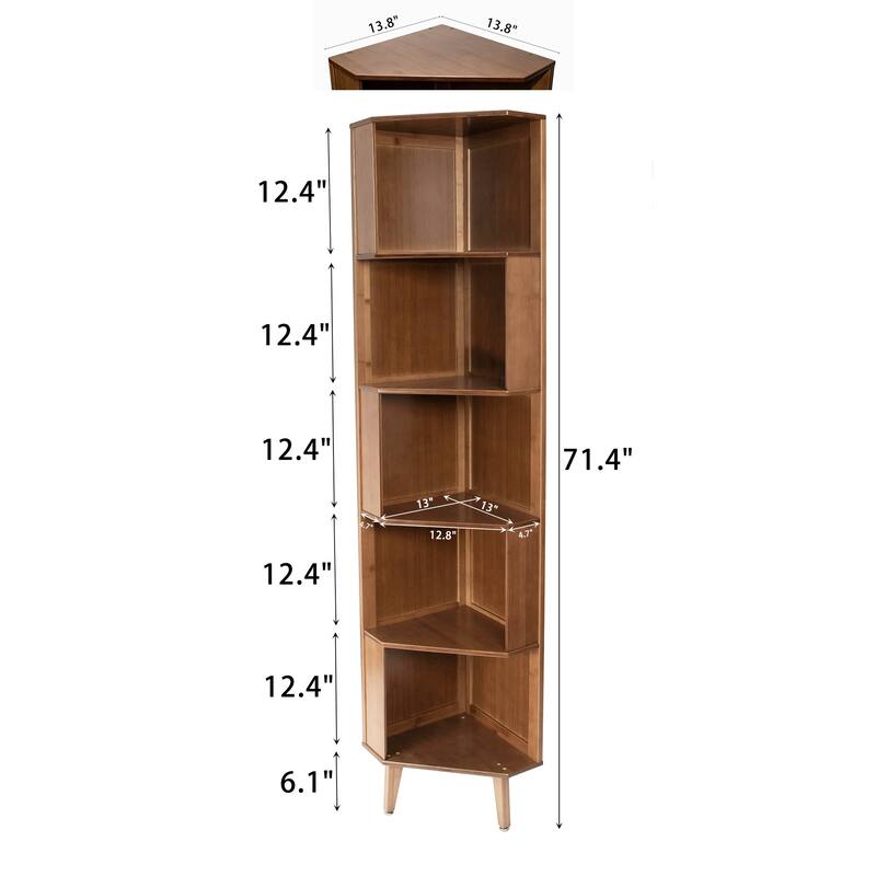Tall Corner Bookcase, Corner Shelf, Multifunctional Bookshelf