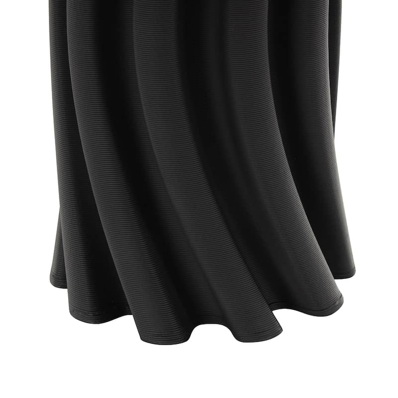 Ceramic Abstract Curvy Ribbed Decorative Vase with Floral Shaped Rim - Black - Roche River Decor