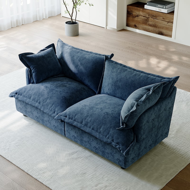 80"W Upholstered Chenille Comfy Cloud Couch Modular Sectional Sofa